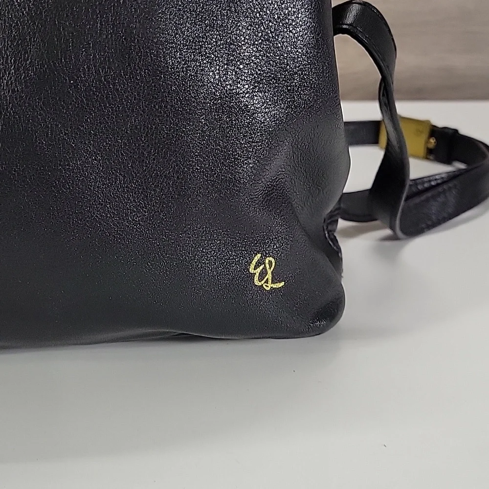 Elliott Lucca Black Leather Satchel with Braided Handles